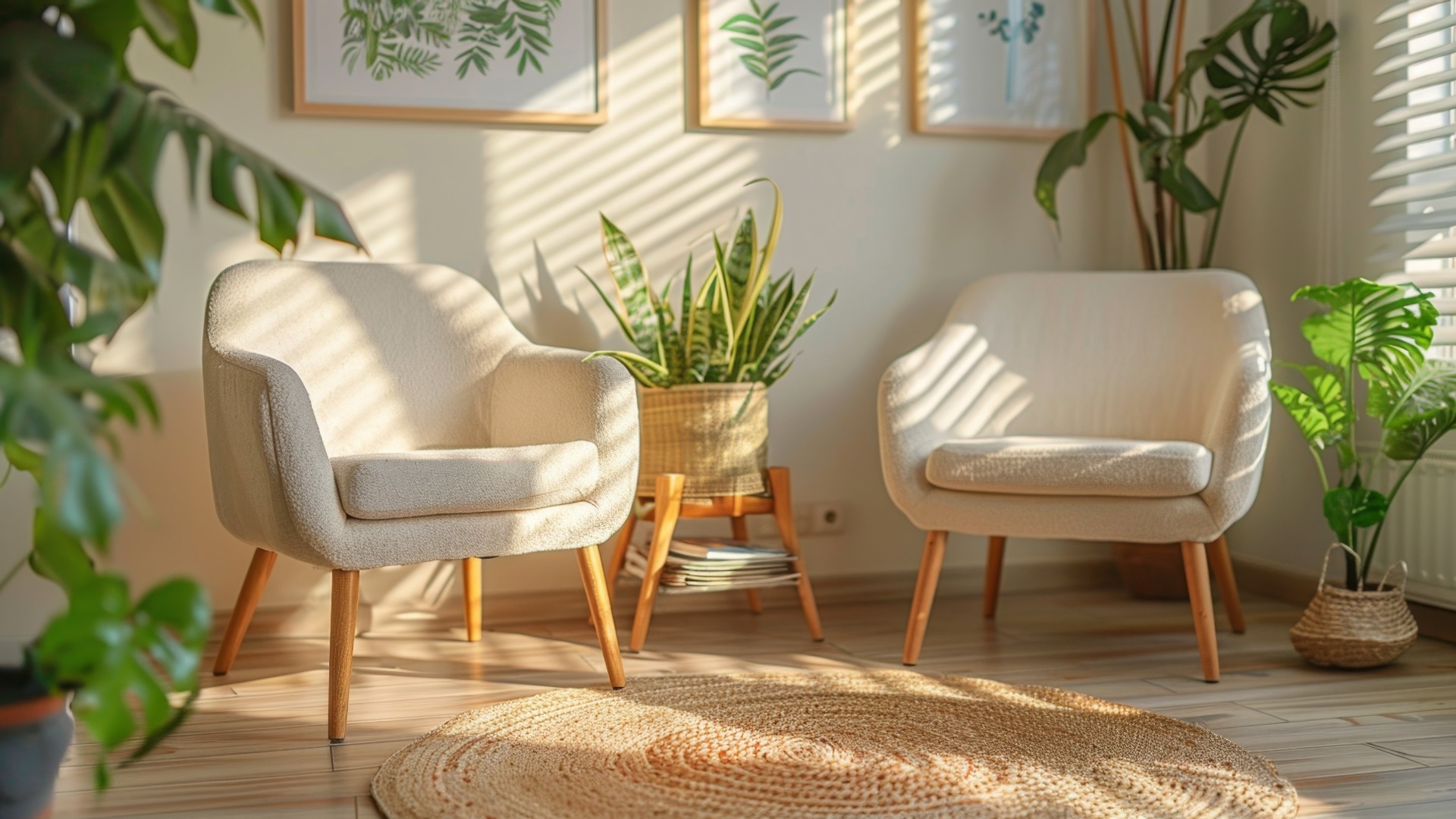 medical waiting room, relaxing doctors office waiting room with natural light, reading materials, and plants, creating a calming atmosphere for patients before their appointments